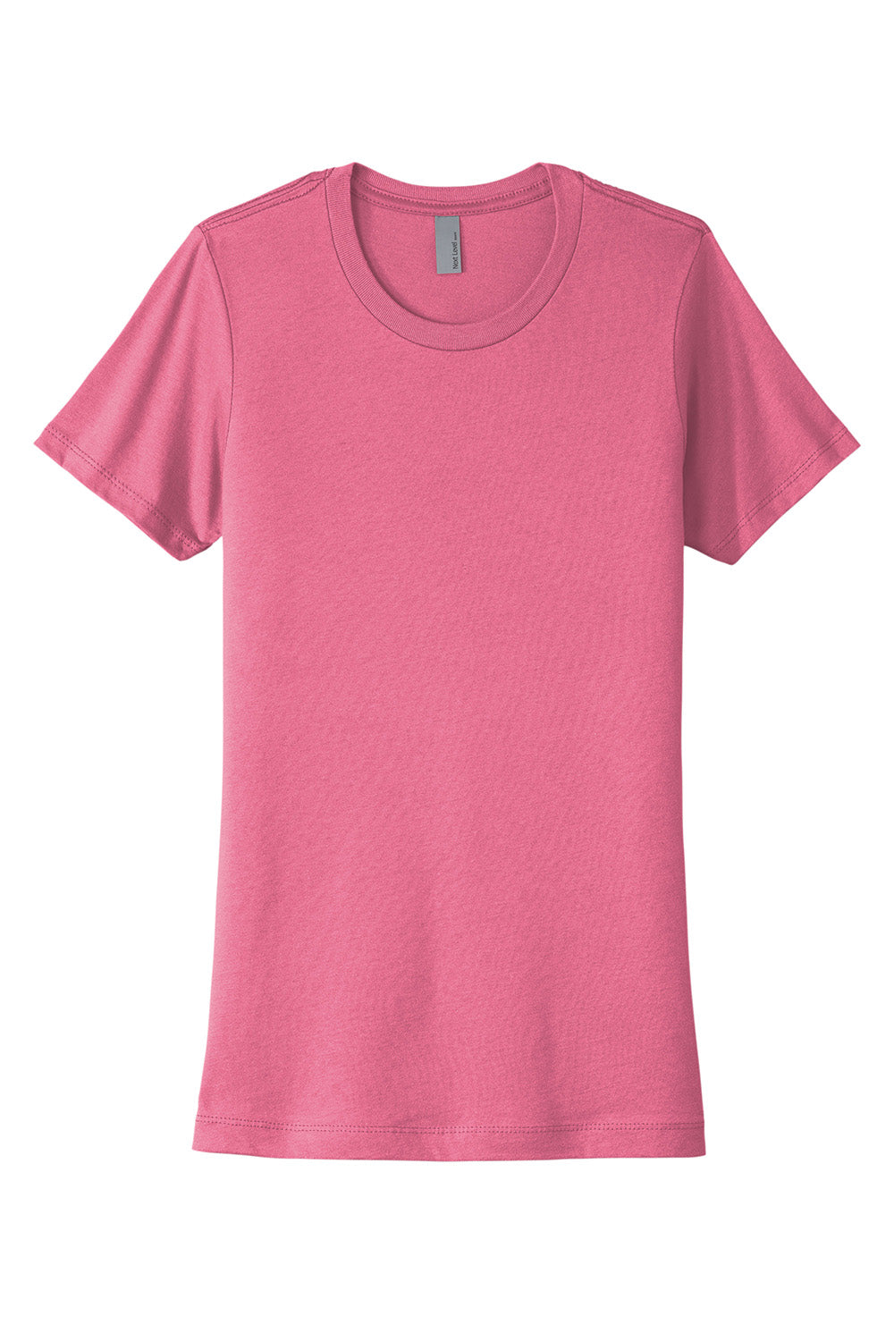 Next Level NL3900/N3900/3900 Womens Boyfriend Fine Jersey Short Sleeve Crewneck T-Shirt Hot Pink Flat Front