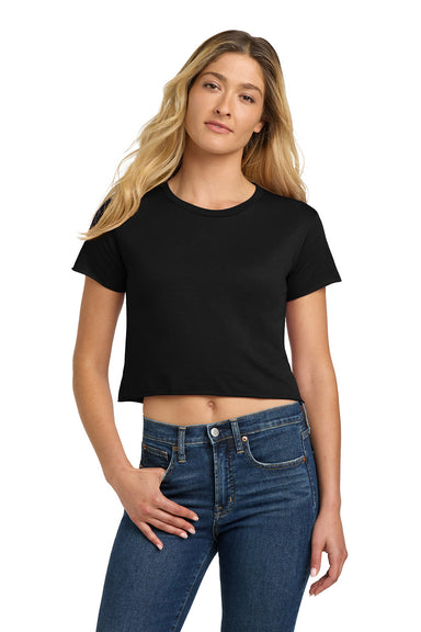 Next Level NL5080/N5080/5080 Womens Festival Cali Crop Short Sleeve Crewneck T-Shirt Black Model Front