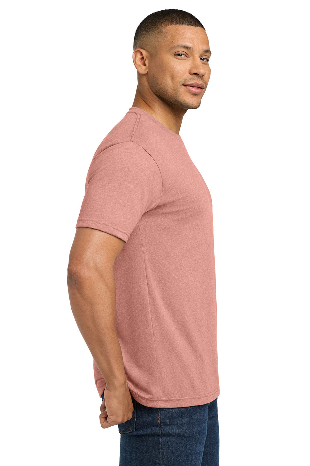 Next Level NL6010/6010 Mens Jersey Short Sleeve Crewneck T-Shirt Desert Pink Model Side