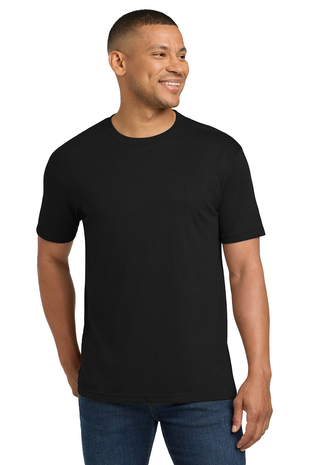 Next Level NL6010/6010 Mens Jersey Short Sleeve Crewneck T-Shirt Black Model Front