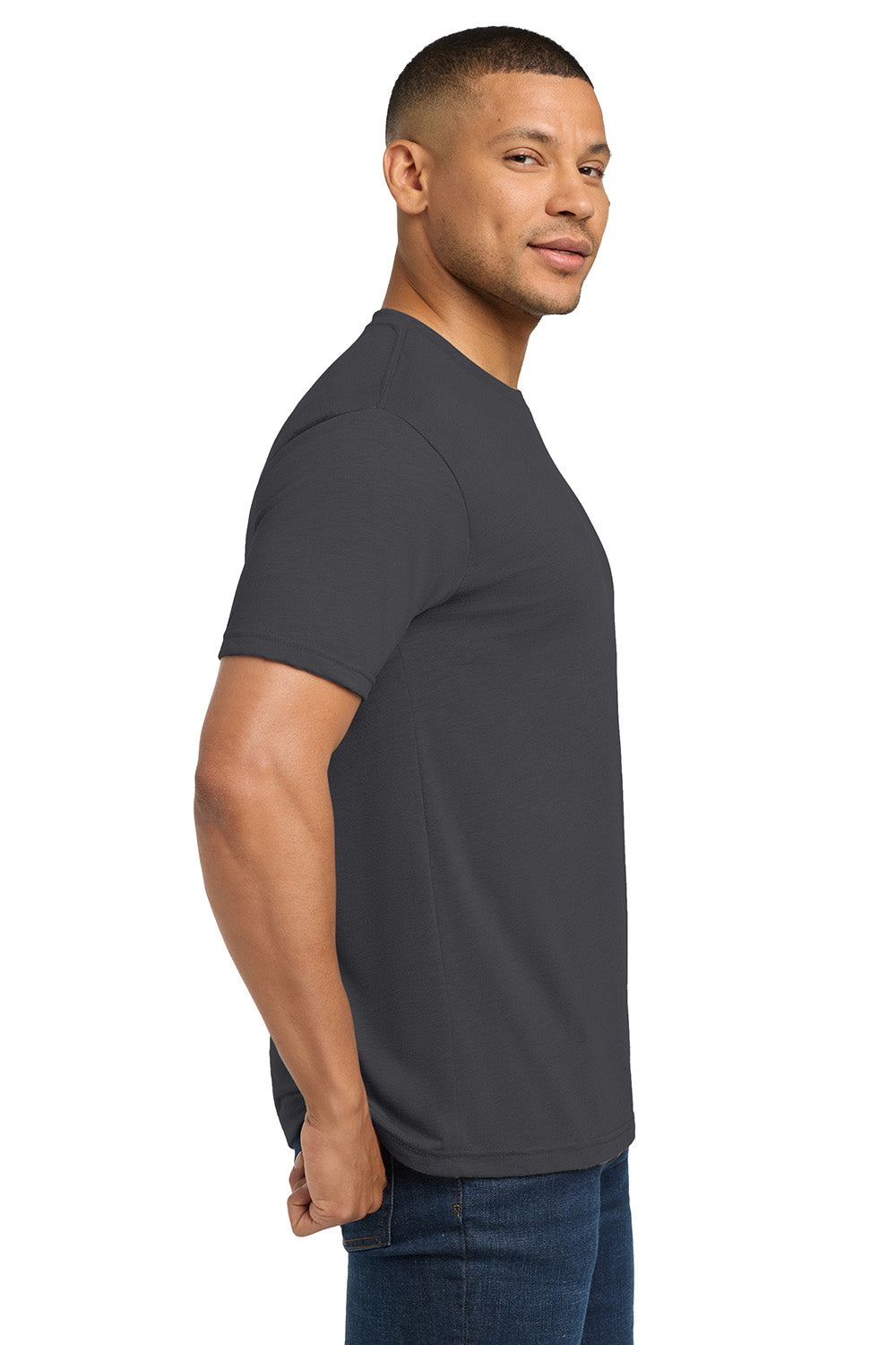 Next Level NL6010/6010 Mens Jersey Short Sleeve Crewneck T-Shirt Graphite Grey Model Side