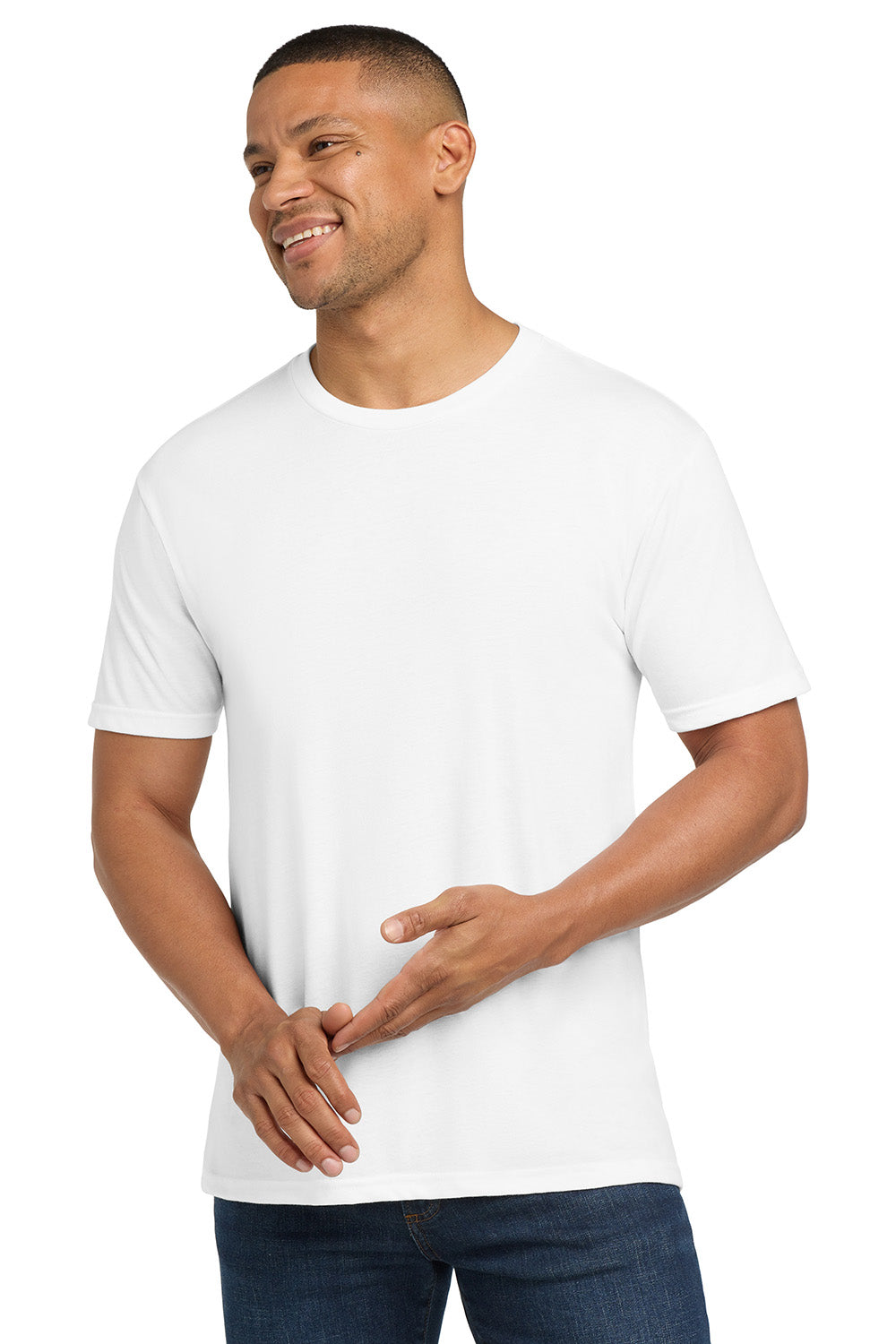 Next Level NL6010/6010 Mens Jersey Short Sleeve Crewneck T-Shirt White Model Front