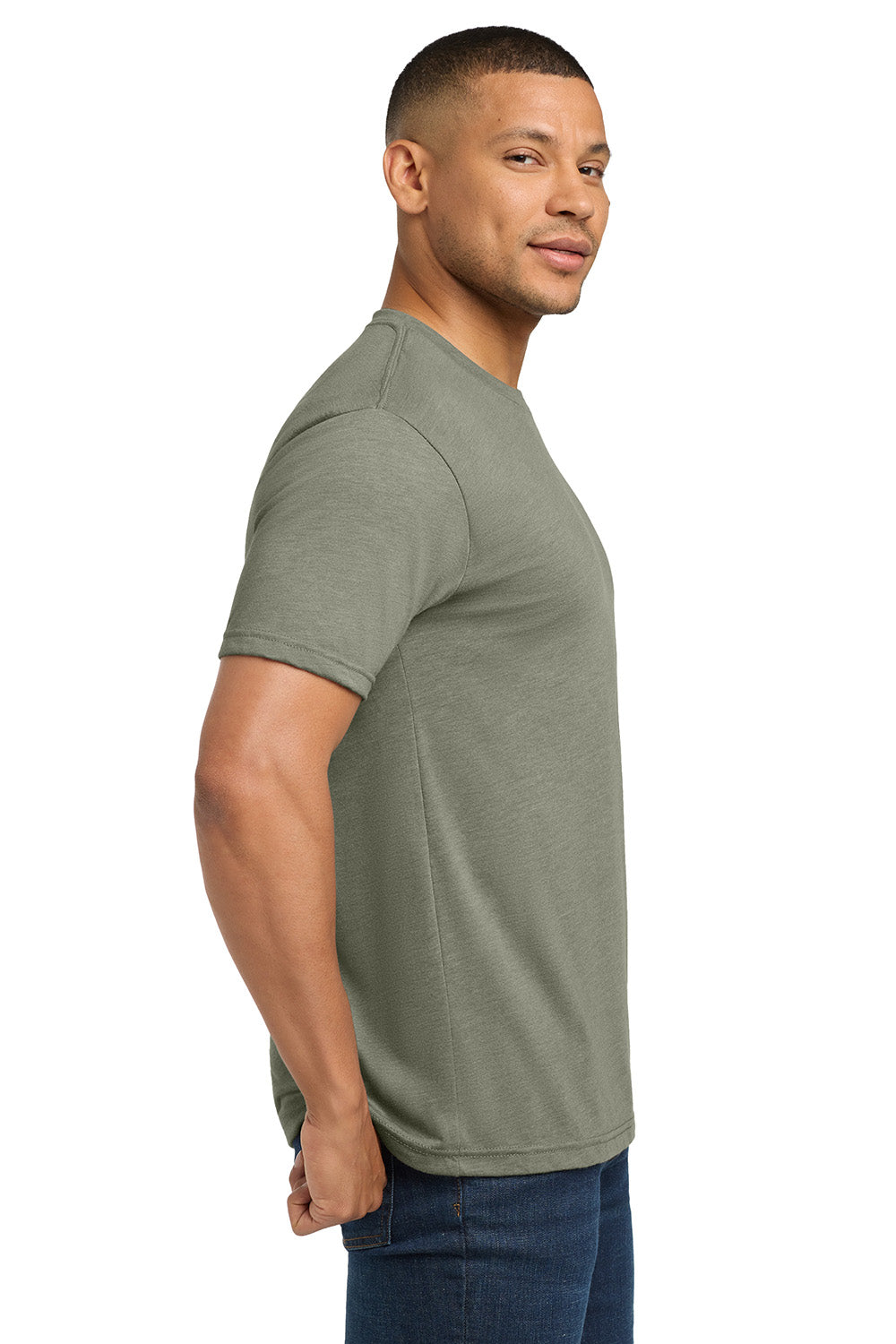 Next Level NL6010/6010 Mens Jersey Short Sleeve Crewneck T-Shirt Venetian Grey Model Side