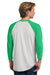 Next Level NL6051/6051 Mens Jersey 3/4 Sleeve Crewneck T-Shirt Heather White/Envy Green Model Back