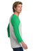 Next Level NL6051/6051 Mens Jersey 3/4 Sleeve Crewneck T-Shirt Heather White/Envy Green Model Side