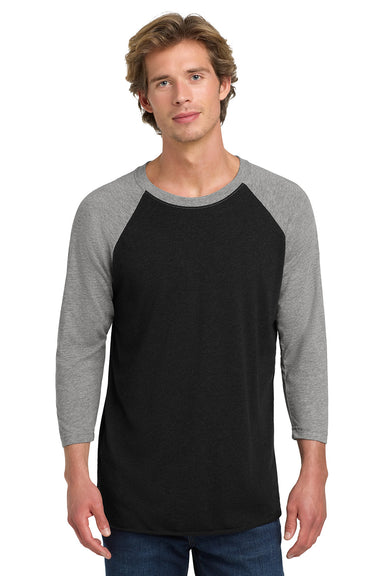 Next Level NL6051/6051 Mens Jersey 3/4 Sleeve Crewneck T-Shirt Vintage Black/Heather Grey Model Front