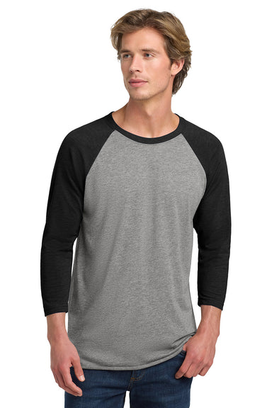 Next Level NL6051/6051 Mens Jersey 3/4 Sleeve Crewneck T-Shirt Heather Grey/Vintage Black Model Front