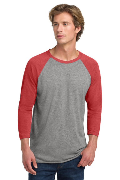 Next Level NL6051/6051 Mens Jersey 3/4 Sleeve Crewneck T-Shirt Heather Grey/Vintage Red Model Front