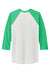 Next Level NL6051/6051 Mens Jersey 3/4 Sleeve Crewneck T-Shirt Heather White/Envy Green Flat Back