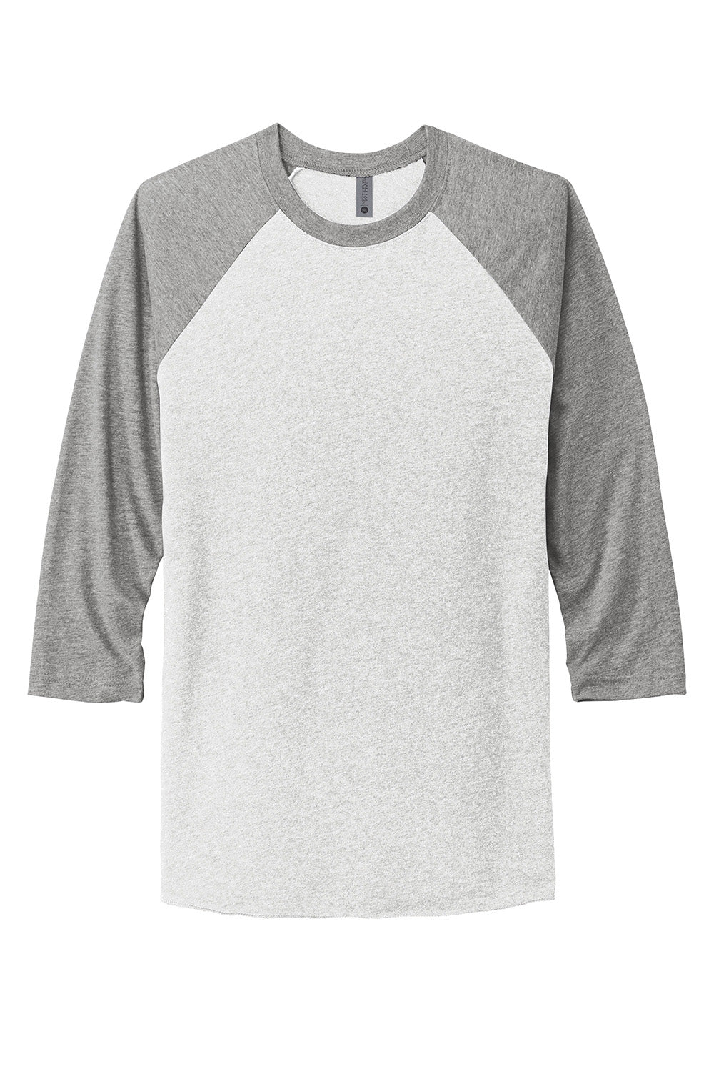 Next Level NL6051/6051 Mens Jersey 3/4 Sleeve Crewneck T-Shirt Heather White/Heather Grey Flat Front