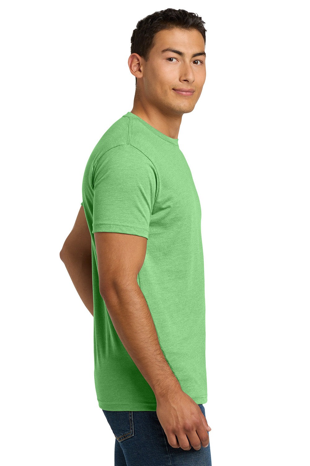 Next Level NL6210/N6210/6210 Mens CVC Jersey Short Sleeve Crewneck T-Shirt Apple Green Model Side