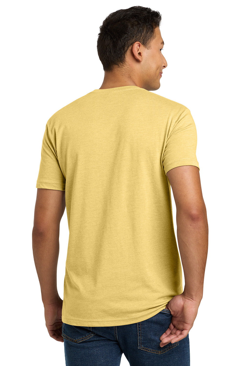 Next Level NL6210/N6210/6210 Mens CVC Jersey Short Sleeve Crewneck T-Shirt Banana Cream Yellow Model Back