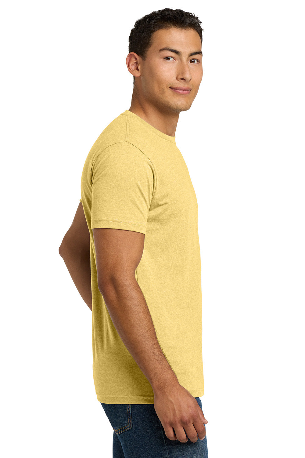 Next Level NL6210/N6210/6210 Mens CVC Jersey Short Sleeve Crewneck T-Shirt Banana Cream Yellow Model Side