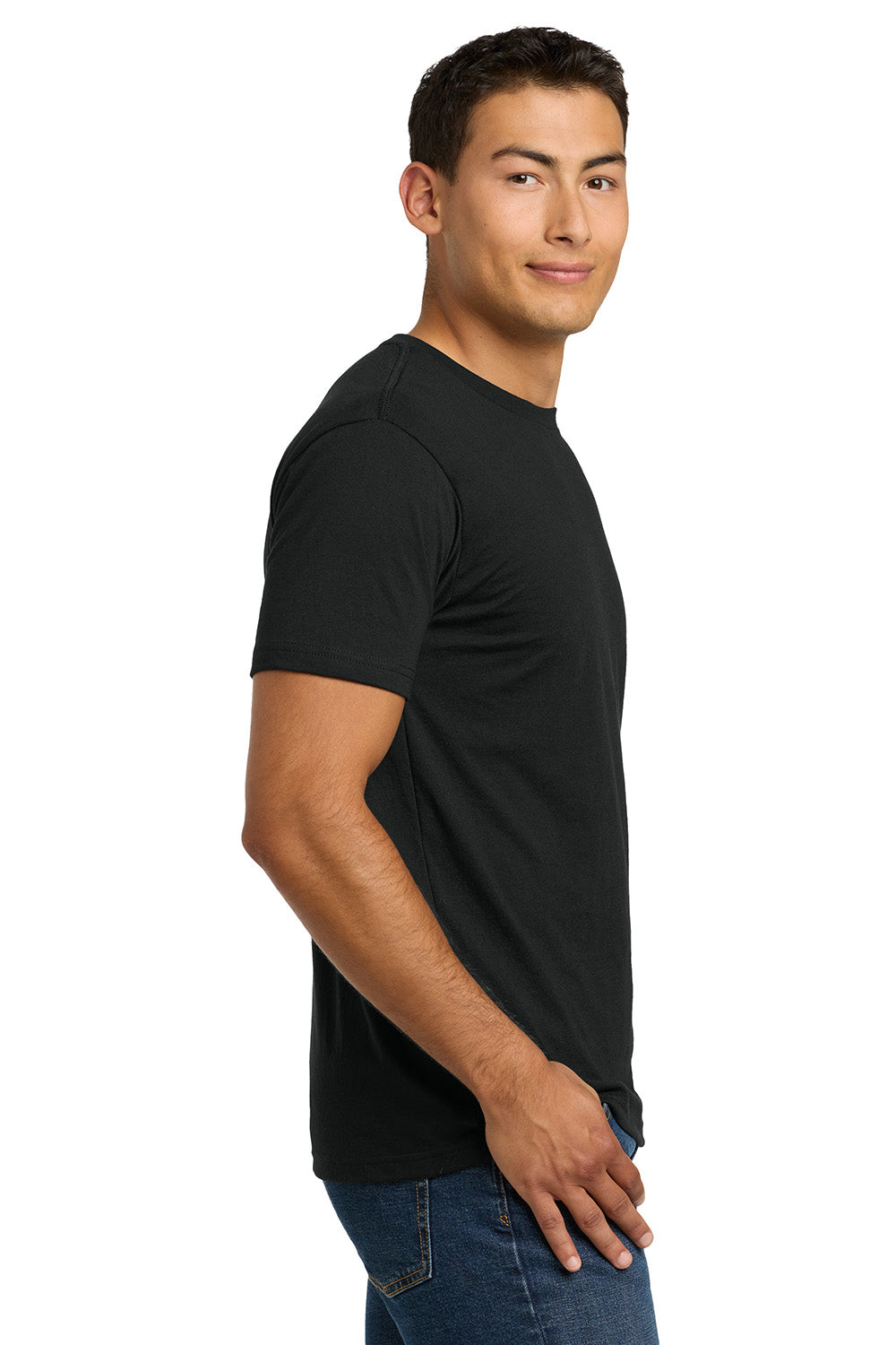 Next Level NL6210/N6210/6210 Mens CVC Jersey Short Sleeve Crewneck T-Shirt Black Model Side