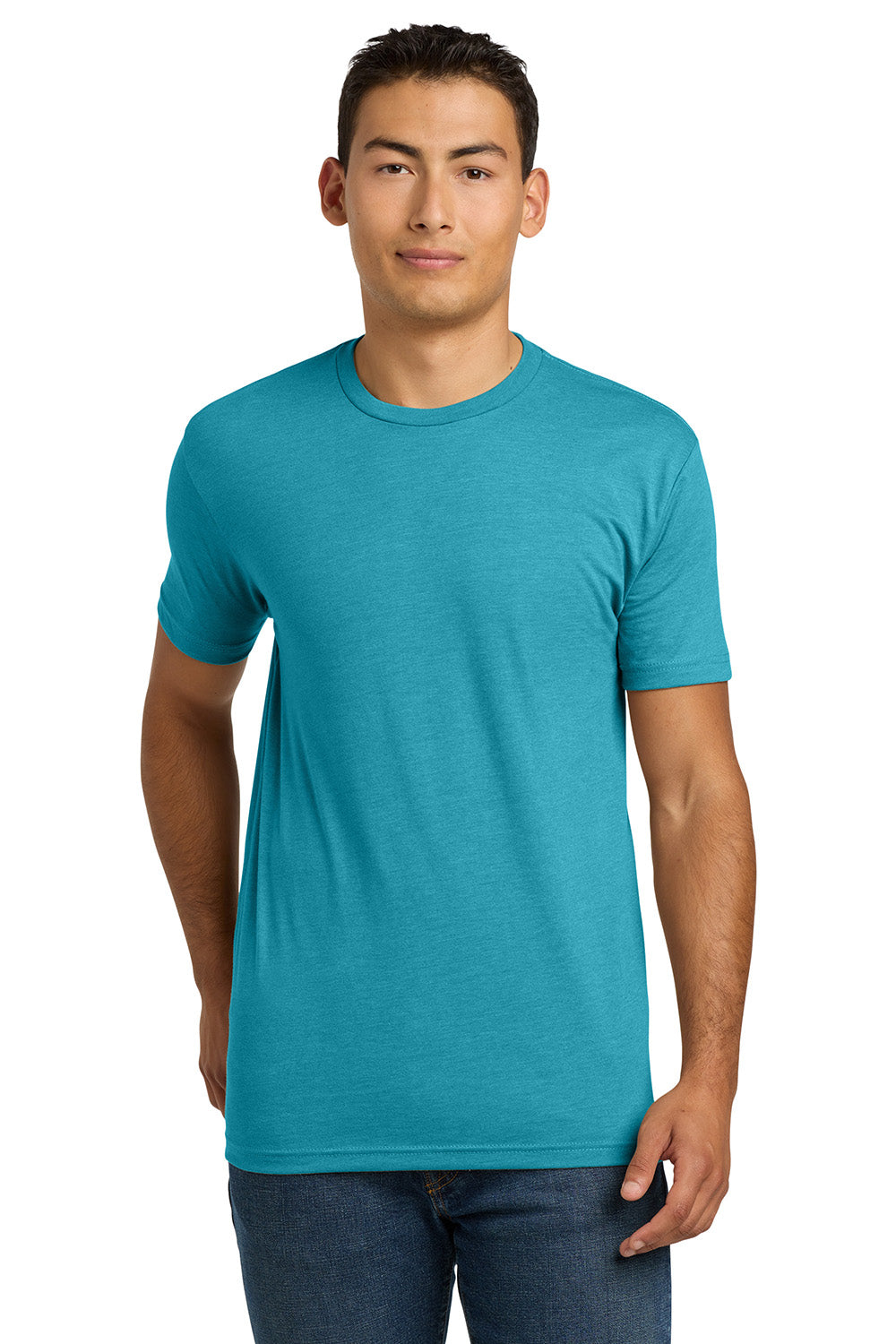 Next Level NL6210/N6210/6210 Mens CVC Jersey Short Sleeve Crewneck T-Shirt Bondi Blue Model Front