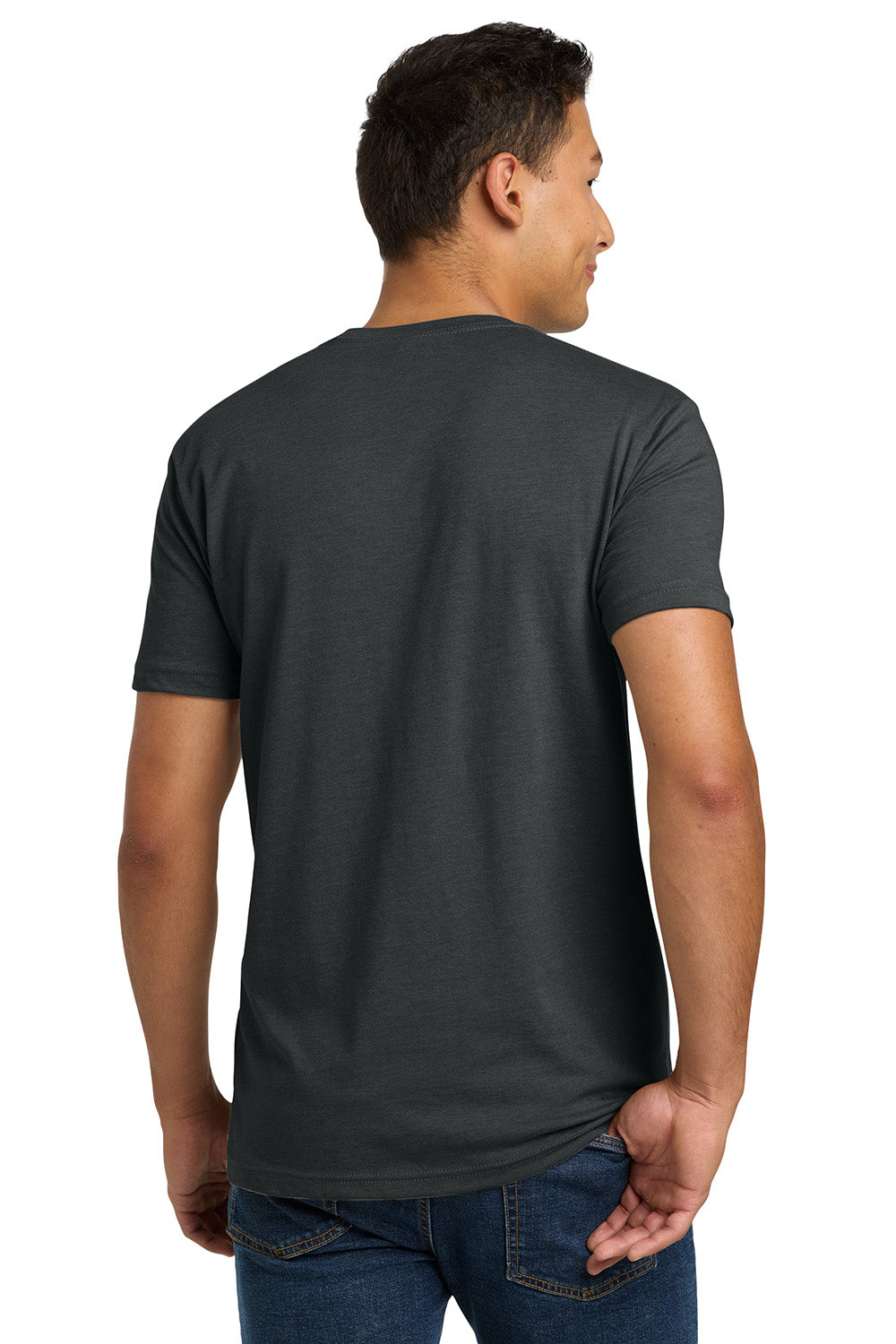 Next Level NL6210/N6210/6210 Mens CVC Jersey Short Sleeve Crewneck T-Shirt Charcoal Grey Model Back