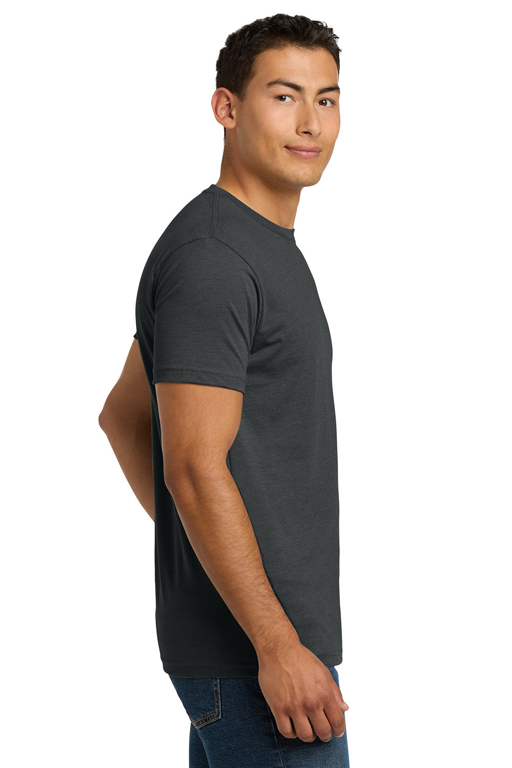 Next Level NL6210/N6210/6210 Mens CVC Jersey Short Sleeve Crewneck T-Shirt Charcoal Grey Model Side