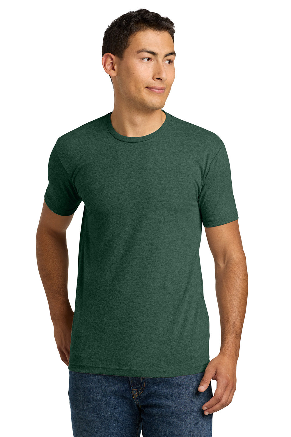 Next Level NL6210/N6210/6210 Mens CVC Jersey Short Sleeve Crewneck T-Shirt Heather Forest Green Model Front