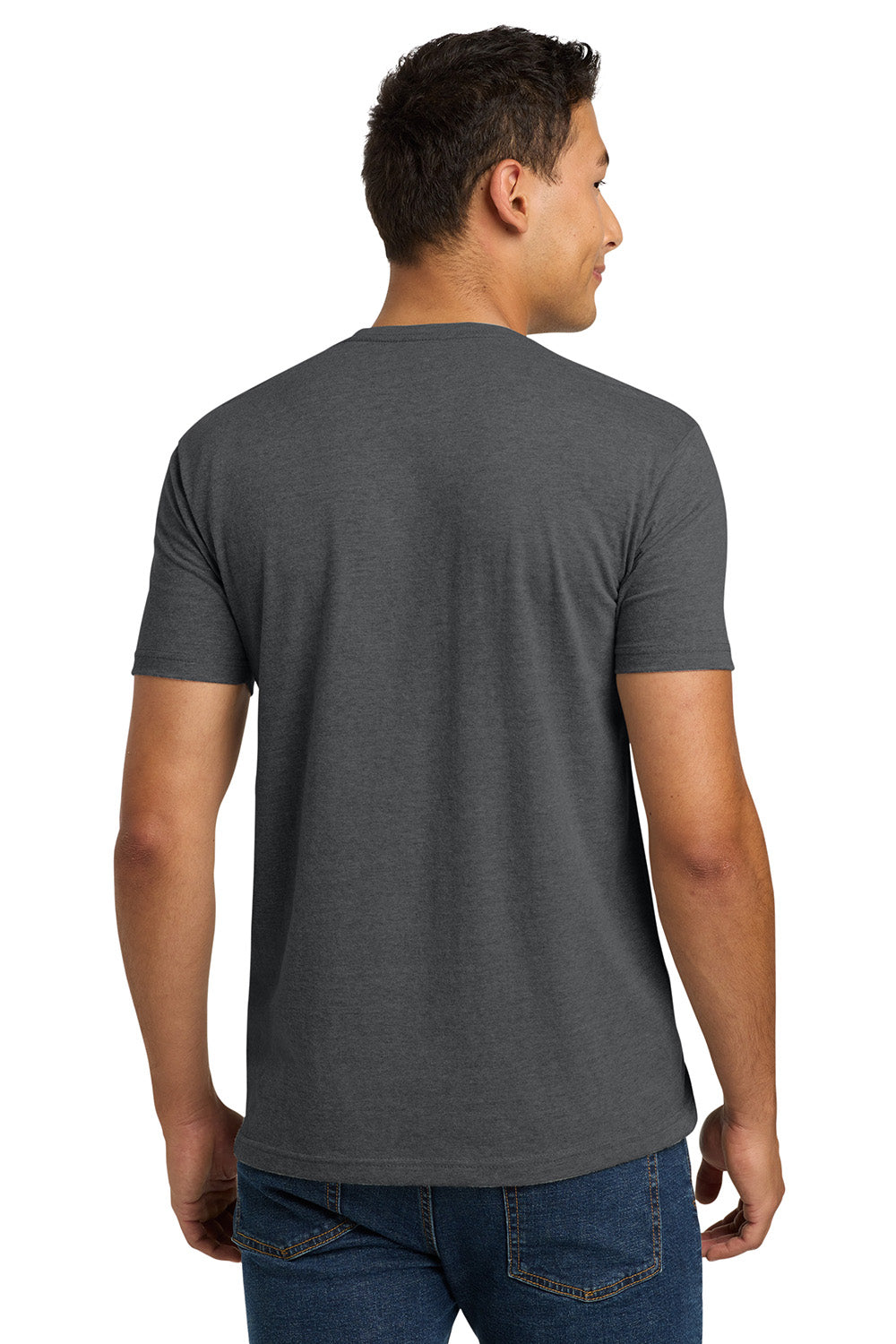 Next Level NL6210/N6210/6210 Mens CVC Jersey Short Sleeve Crewneck T-Shirt Heather Heavy Metal Grey Model Back