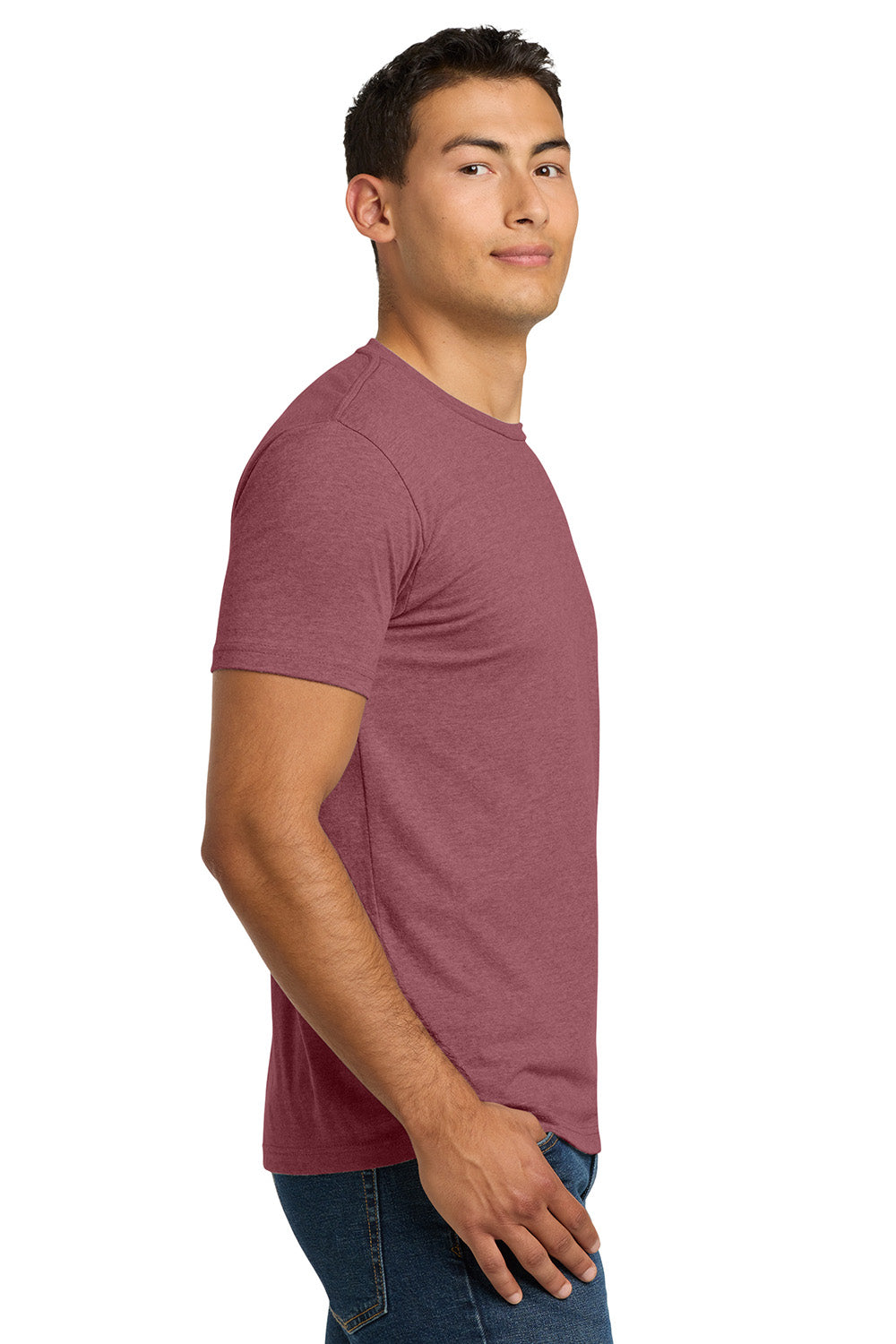 Next Level NL6210/N6210/6210 Mens CVC Jersey Short Sleeve Crewneck T-Shirt Heather Mauve Model Side