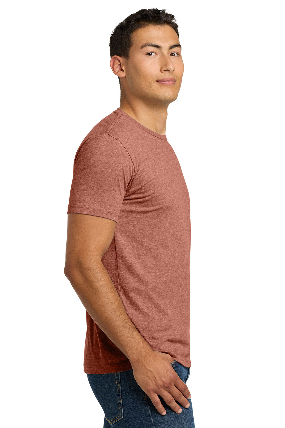 Next Level NL6210/N6210/6210 Mens CVC Jersey Short Sleeve Crewneck T-Shirt Heather Redwood Model Side