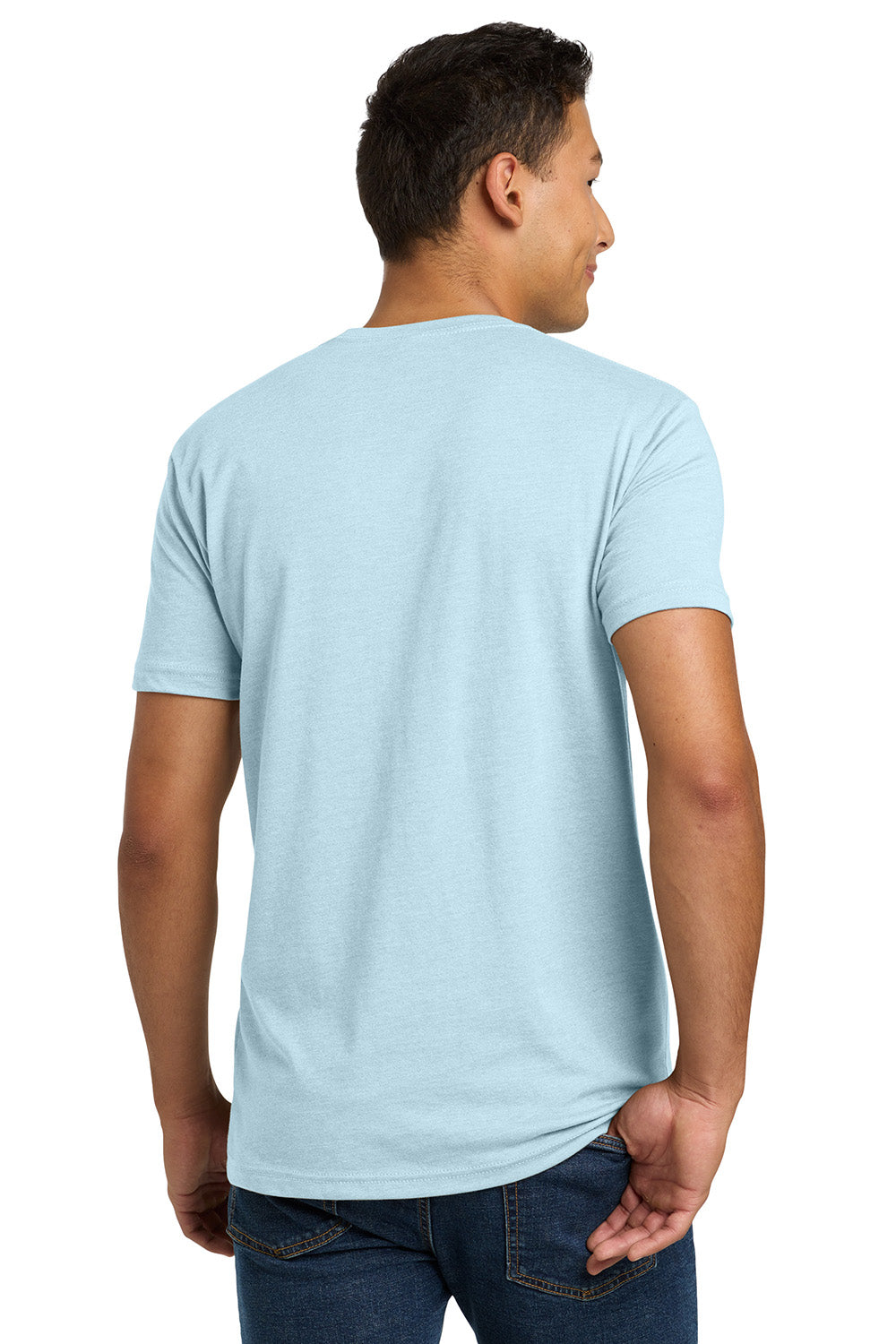 Next Level NL6210/N6210/6210 Mens CVC Jersey Short Sleeve Crewneck T-Shirt Ice Blue Model Back