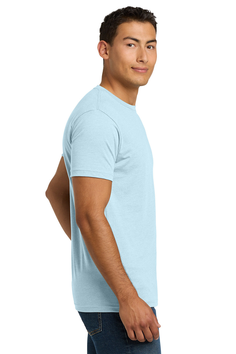 Next Level NL6210/N6210/6210 Mens CVC Jersey Short Sleeve Crewneck T-Shirt Ice Blue Model Side