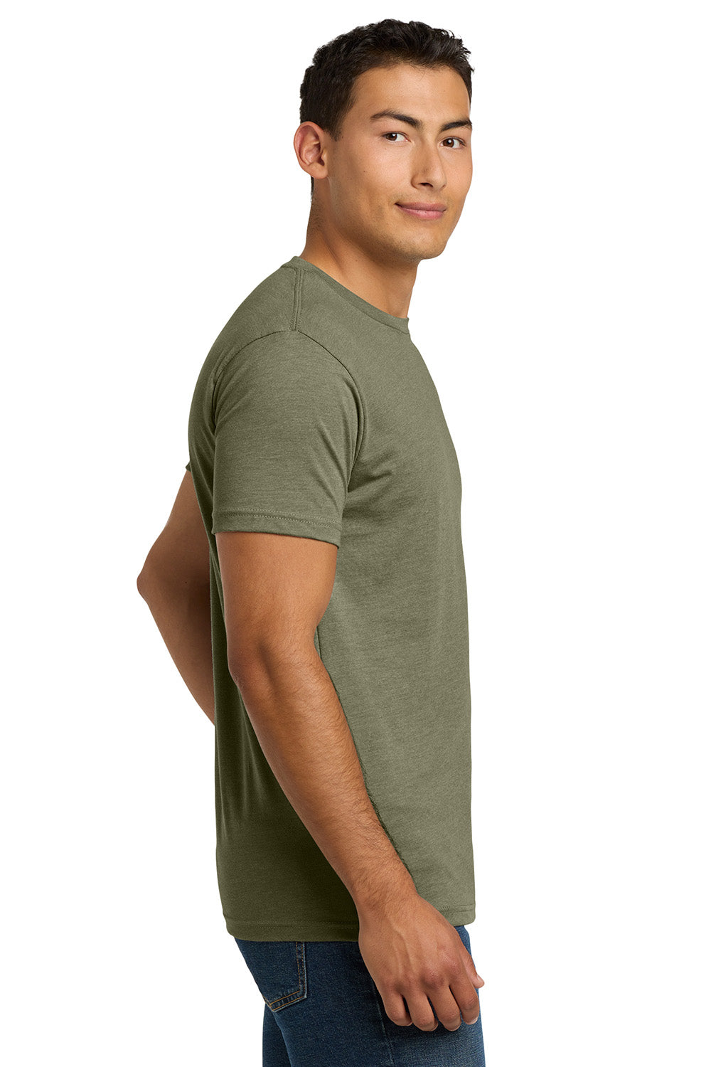 Next Level NL6210/N6210/6210 Mens CVC Jersey Short Sleeve Crewneck T-Shirt Light Olive Model Side