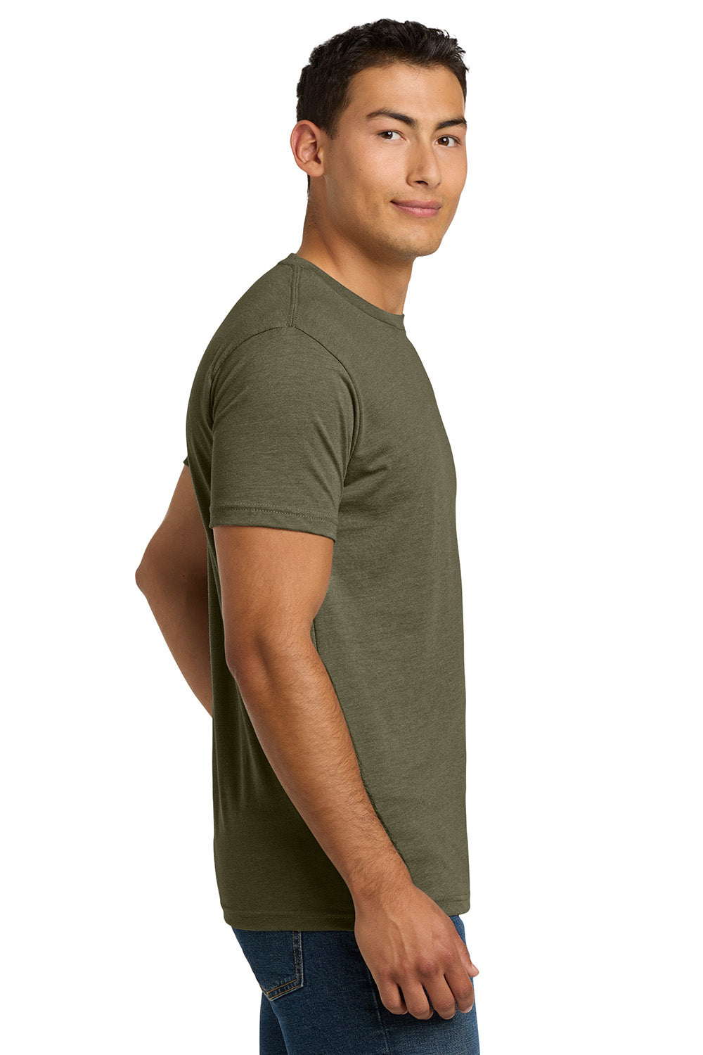 Next Level NL6210/N6210/6210 Mens CVC Jersey Short Sleeve Crewneck T-Shirt Military Green Model Side