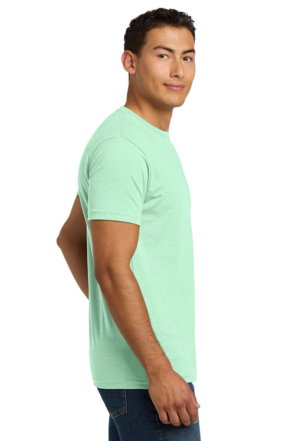 Next Level NL6210/N6210/6210 Mens CVC Jersey Short Sleeve Crewneck T-Shirt Mint Green Model Side