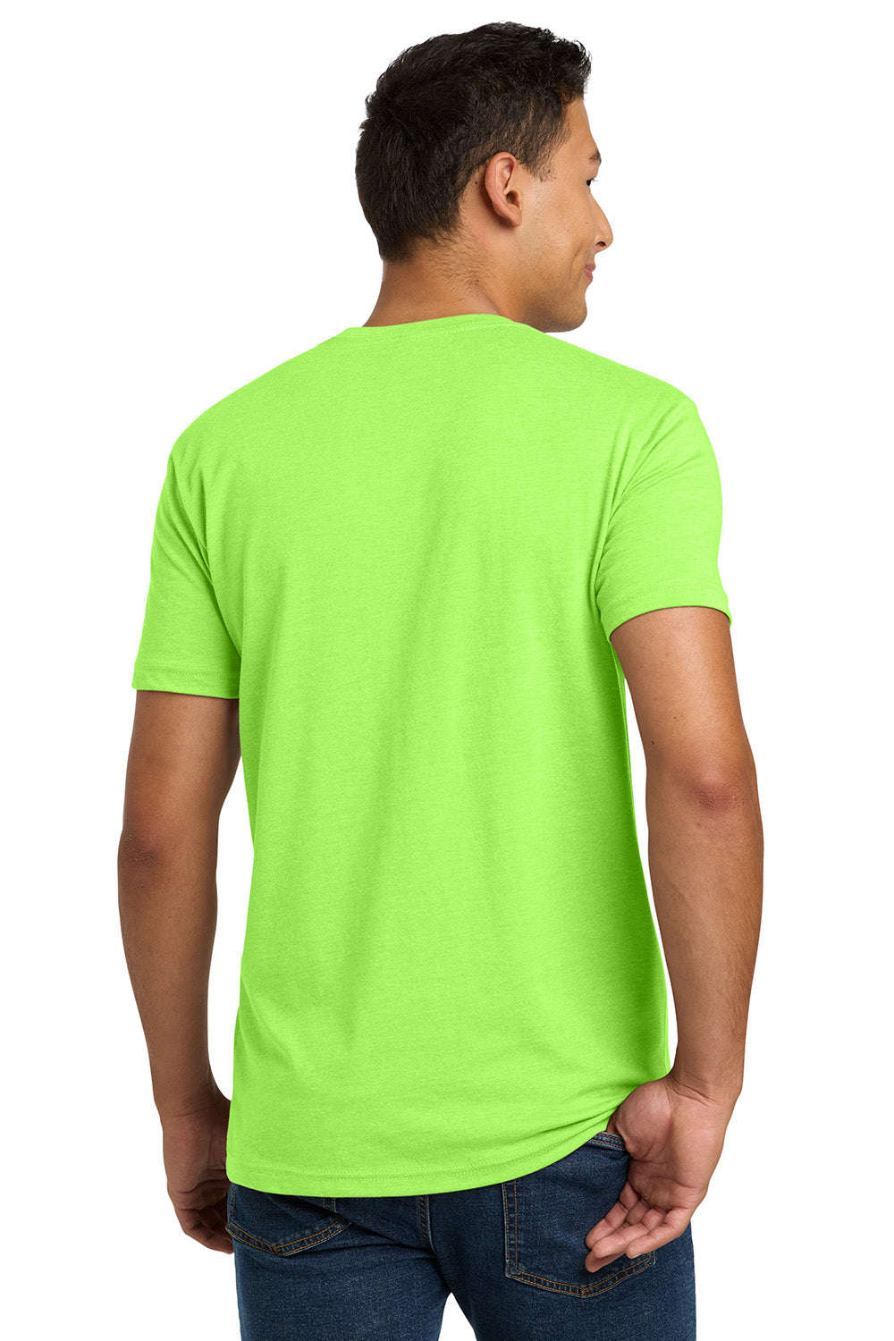 Next Level NL6210/N6210/6210 Mens CVC Jersey Short Sleeve Crewneck T-Shirt Neon Green Model Back