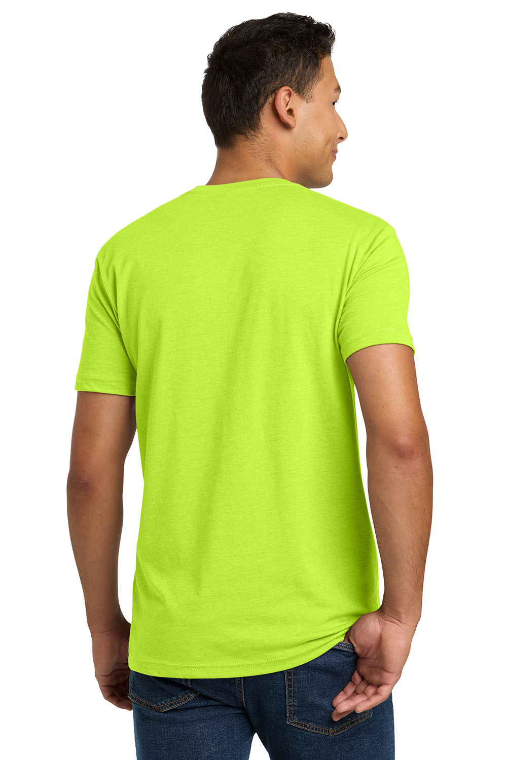 Next Level NL6210/N6210/6210 Mens CVC Jersey Short Sleeve Crewneck T-Shirt Neon Yellow Model Back