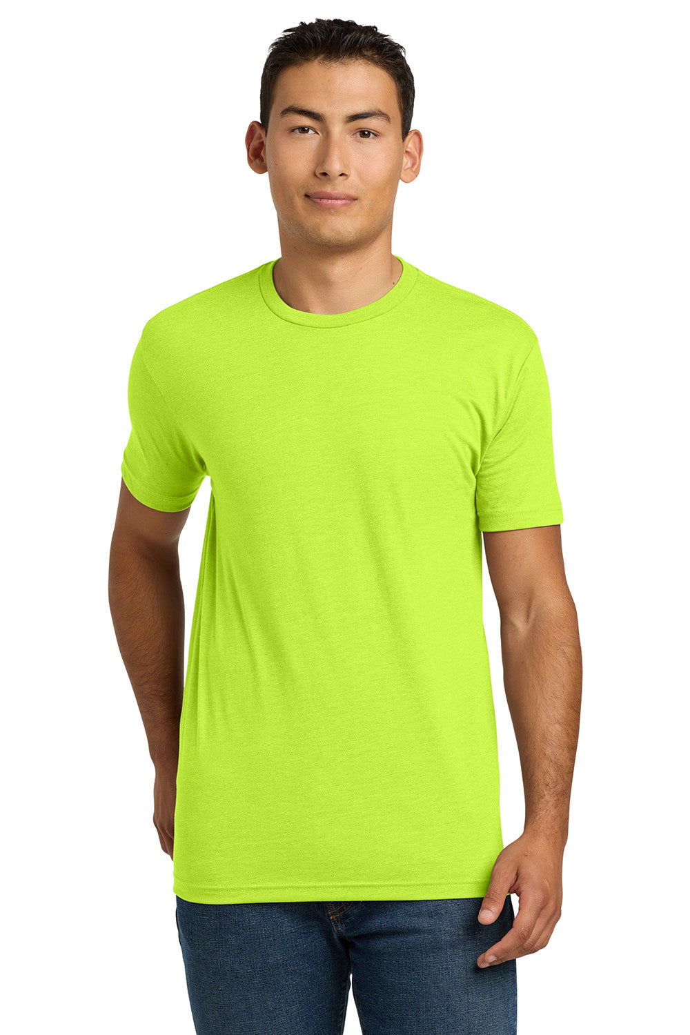 Next Level NL6210/N6210/6210 Mens CVC Jersey Short Sleeve Crewneck T-Shirt Neon Yellow Model Front