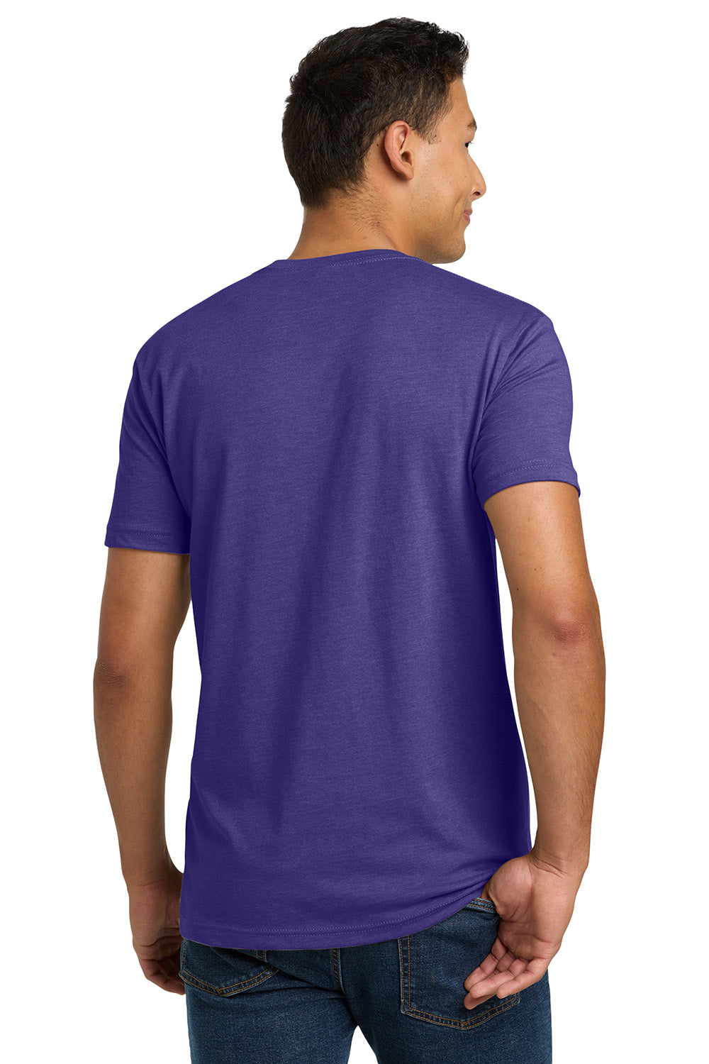 Next Level NL6210/N6210/6210 Mens CVC Jersey Short Sleeve Crewneck T-Shirt Purple Rush Model Back