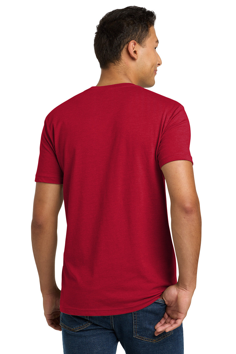 Next Level NL6210/N6210/6210 Mens CVC Jersey Short Sleeve Crewneck T-Shirt Red Model Back