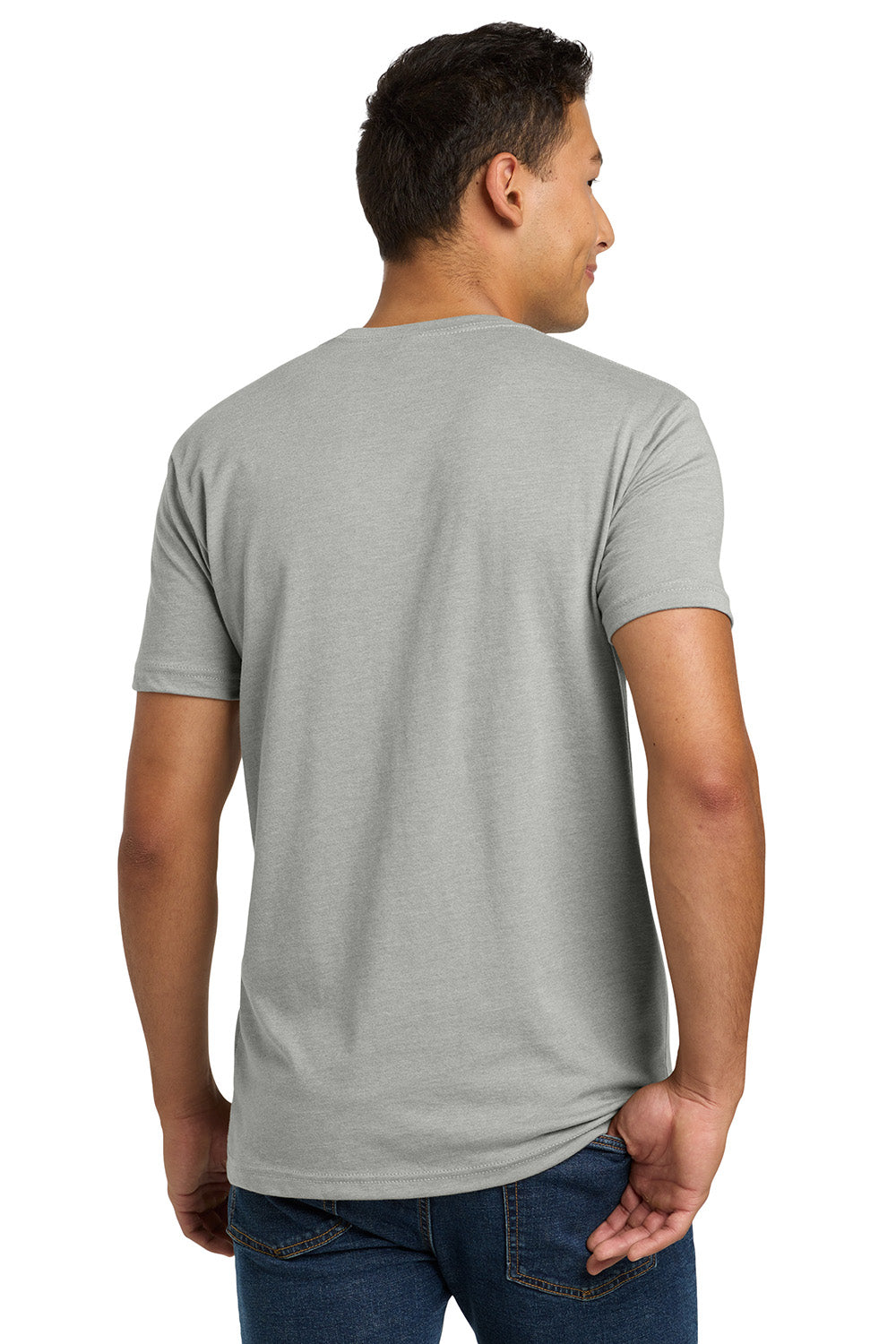 Next Level NL6210/N6210/6210 Mens CVC Jersey Short Sleeve Crewneck T-Shirt Silk Grey Model Back