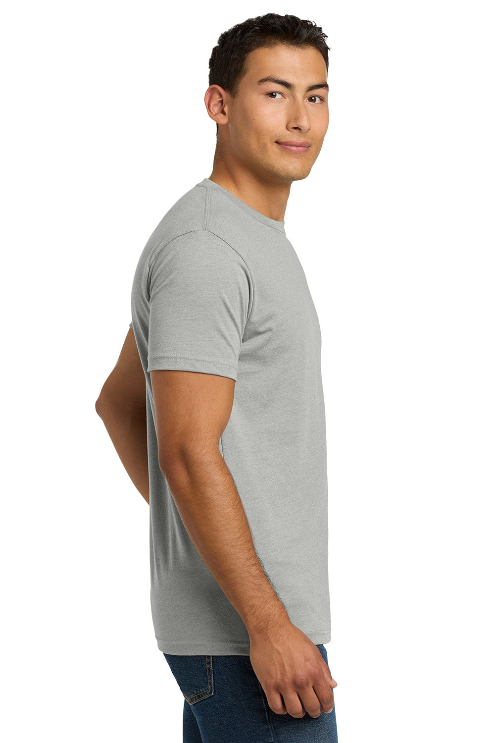 Next Level NL6210/N6210/6210 Mens CVC Jersey Short Sleeve Crewneck T-Shirt Silk Grey Model Side