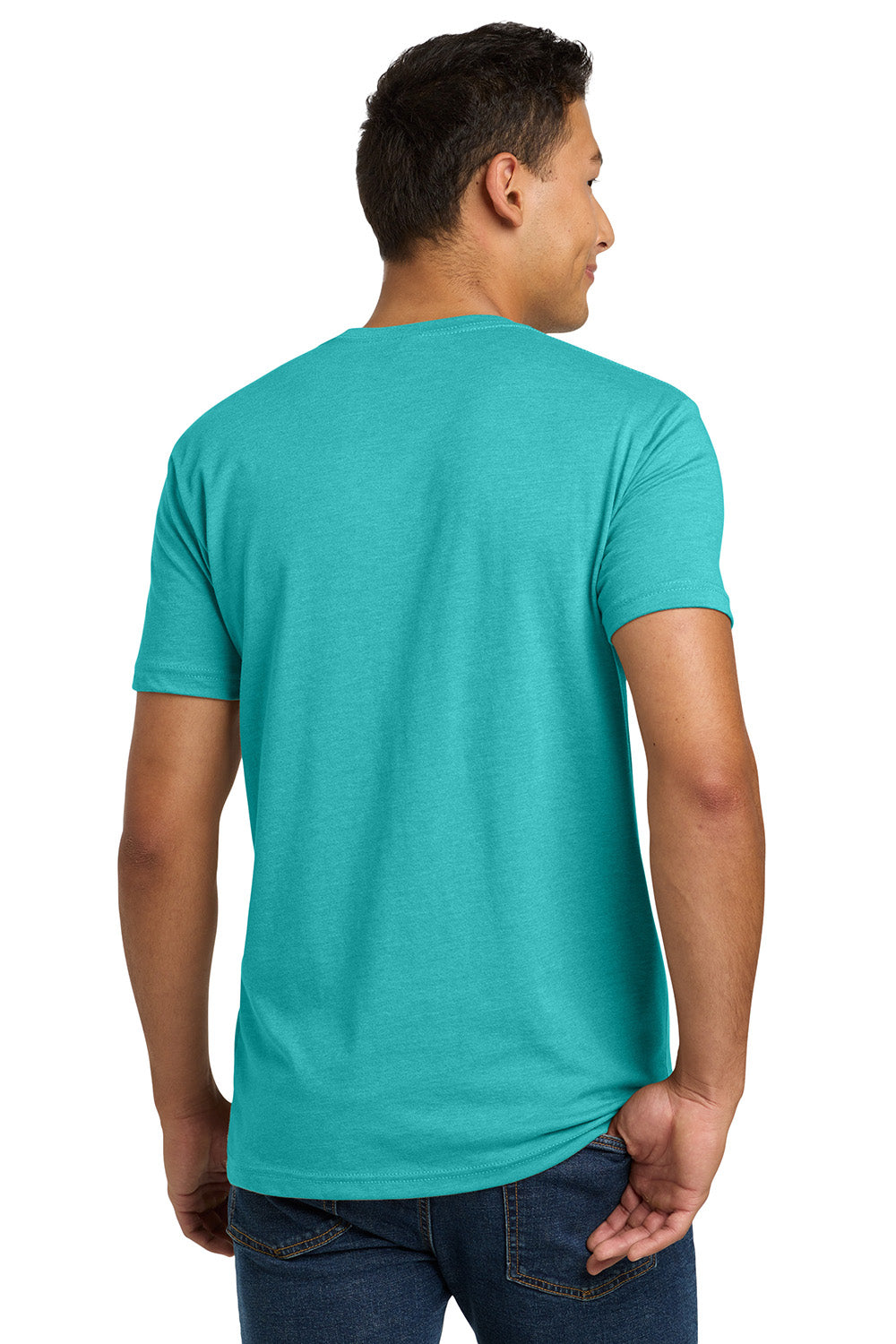 Next Level NL6210/N6210/6210 Mens CVC Jersey Short Sleeve Crewneck T-Shirt Tahiti Blue Model Back