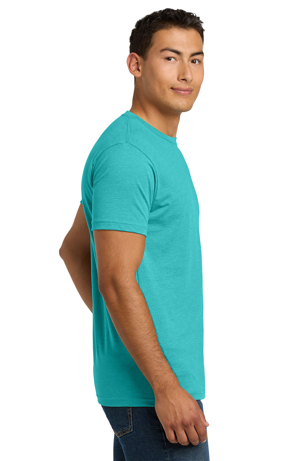 Next Level NL6210/N6210/6210 Mens CVC Jersey Short Sleeve Crewneck T-Shirt Tahiti Blue Model Side