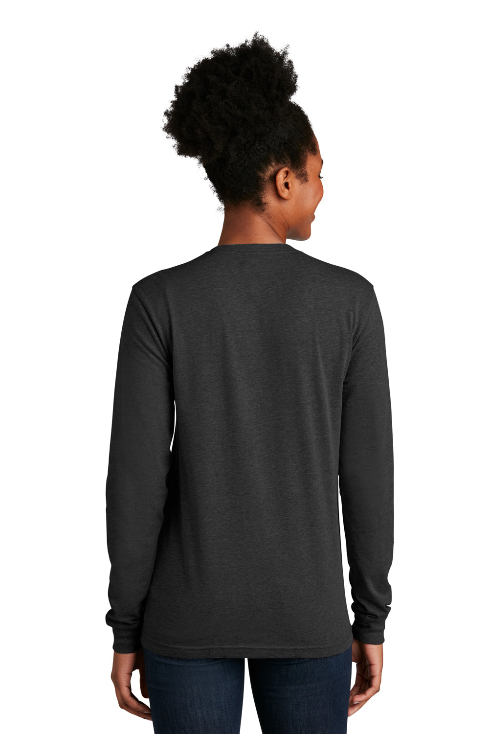 Next Level NL6211 Mens CVC Long Sleeve Crewneck T-Shirt Charcoal Grey Model Back