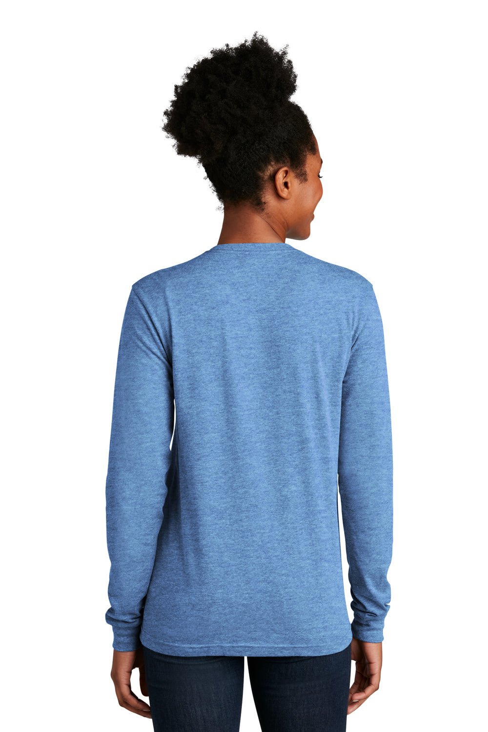 Next Level NL6211 Mens CVC Long Sleeve Crewneck T-Shirt Heather Columbia Blue Model Back