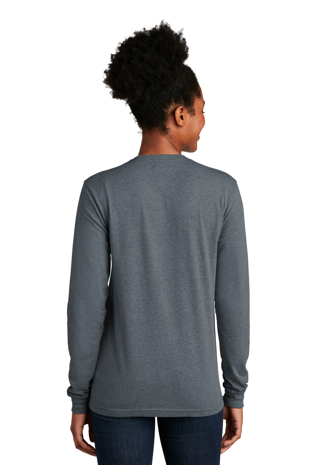 Next Level NL6211 Mens CVC Long Sleeve Crewneck T-Shirt Indigo Blue Model Back