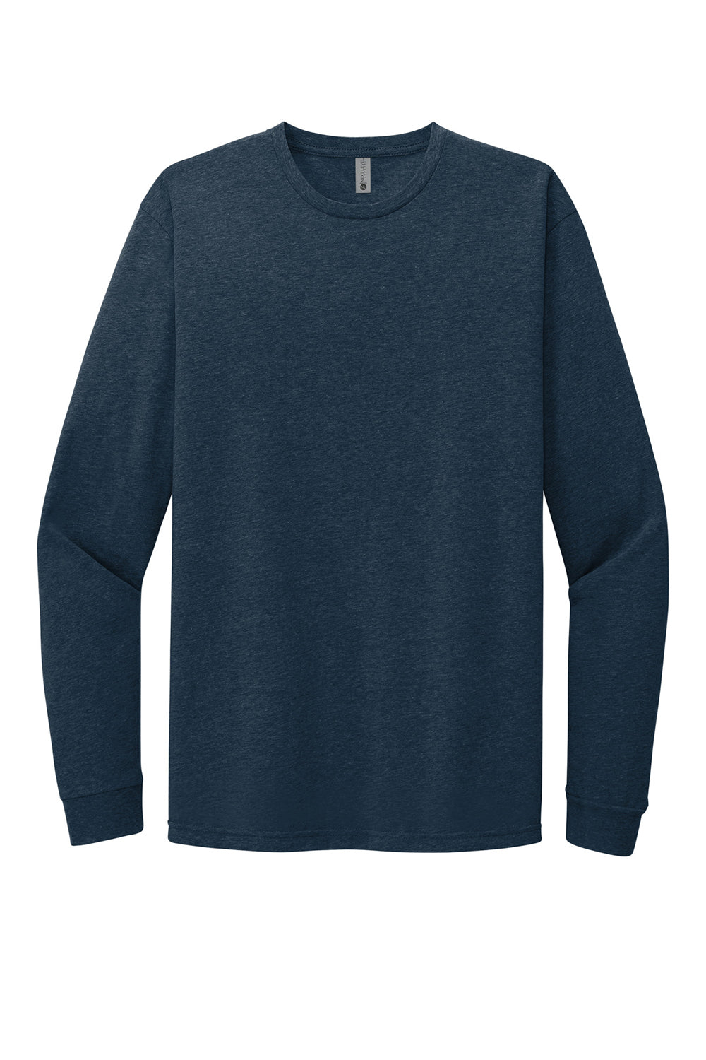 Next Level NL6211 Mens CVC Long Sleeve Crewneck T-Shirt Midnight Navy Blue Flat Front