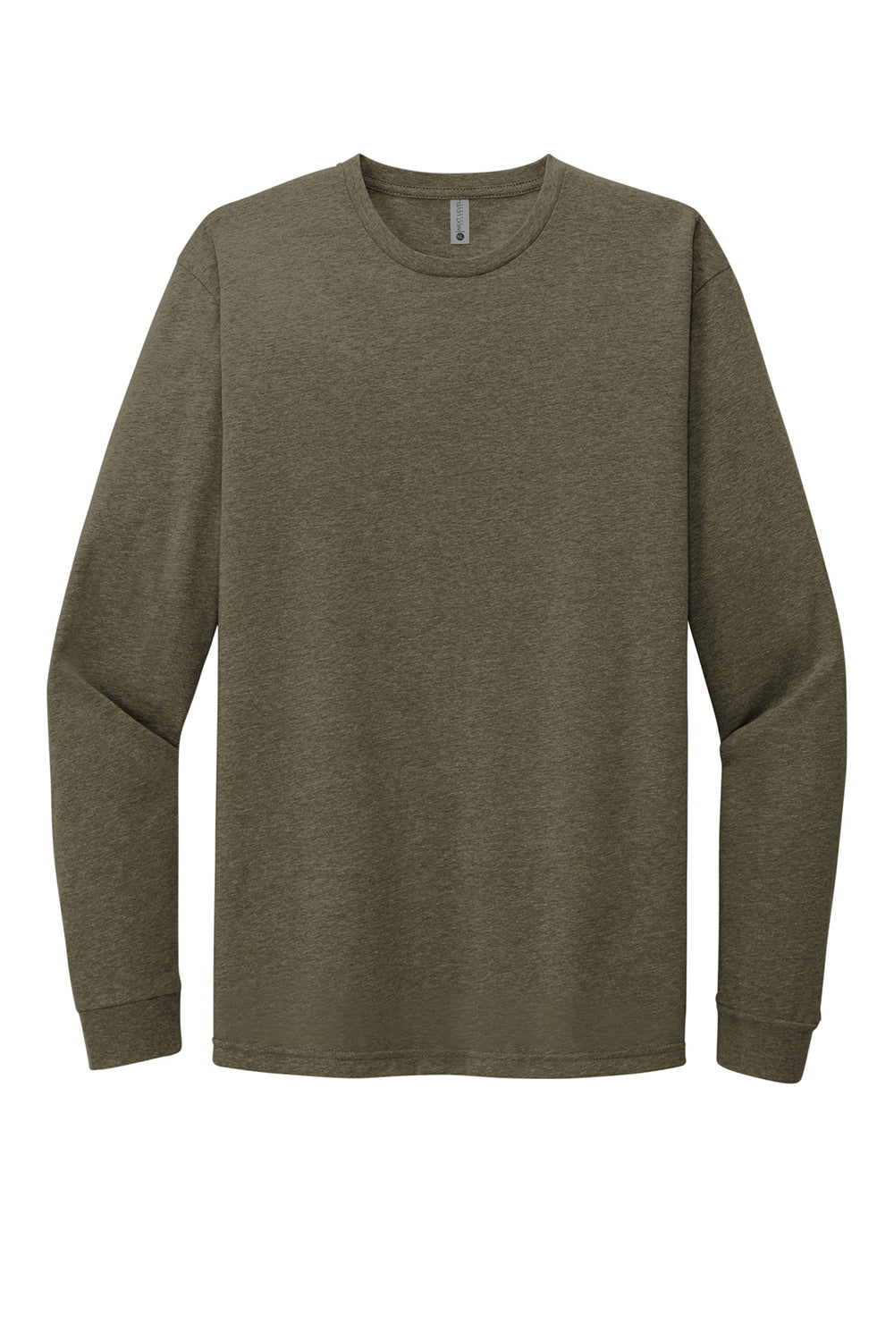 Next Level NL6211 Mens CVC Long Sleeve Crewneck T-Shirt Military Green Flat Front