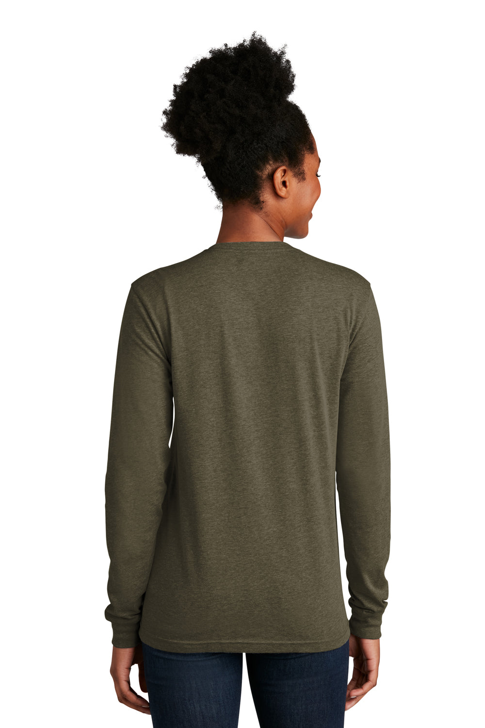 Next Level NL6211 Mens CVC Long Sleeve Crewneck T-Shirt Military Green Model Back