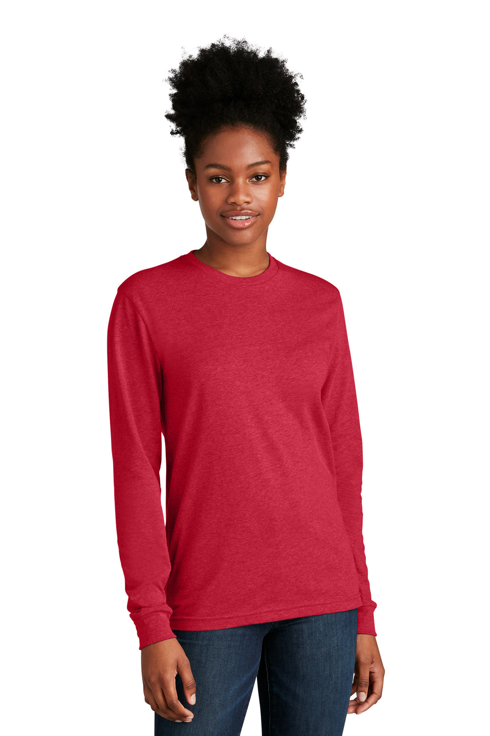 Next Level NL6211 Mens CVC Long Sleeve Crewneck T-Shirt Red Model Front