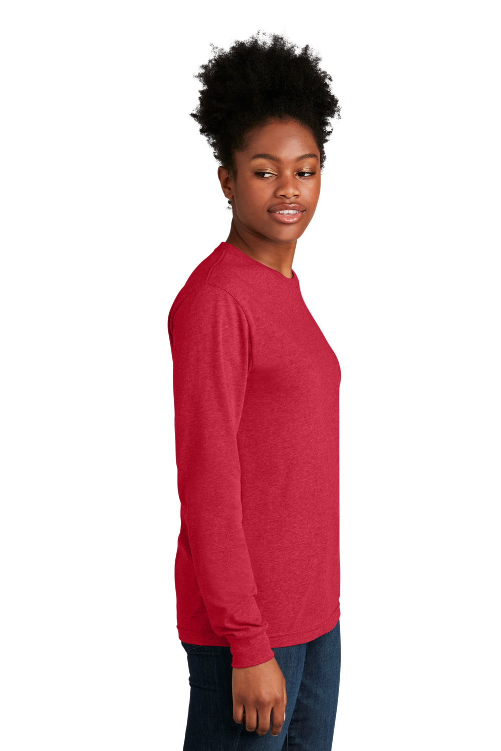 Next Level NL6211 Mens CVC Long Sleeve Crewneck T-Shirt Red Model Side