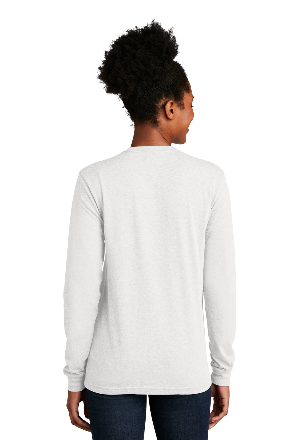 Next Level NL6211 Mens CVC Long Sleeve Crewneck T-Shirt White Model Back