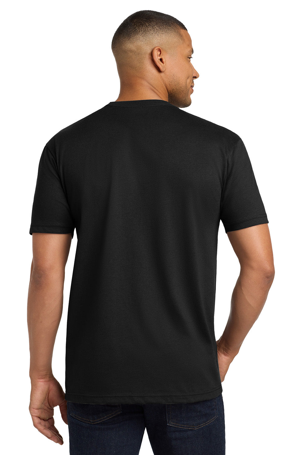 Next Level NL6410/6410 Mens Sueded Jersey Short Sleeve Crewneck T-Shirt Black Model Back