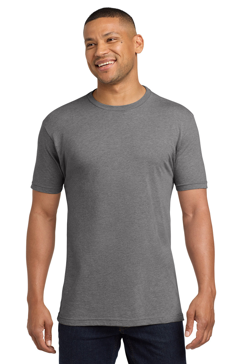 Next Level NL6410/6410 Mens Sueded Jersey Short Sleeve Crewneck T-Shirt Heather Dark Grey Model Front